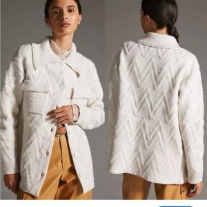 Anthropologie white sweater jacket size medium